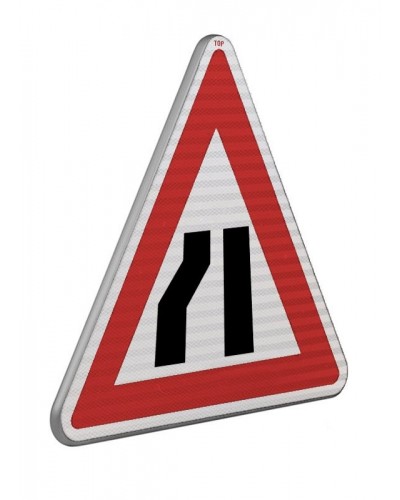 Dopravní značka A6b - Zúžená vozovka (z jedné strany)