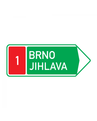Dopravní značka IS1f  - Směrová tabule před nájezdem na dálnici (vpravo)