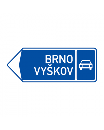 Dopravní značka IS2b  - Směrová tabule pro příjezd k silnici pro motorová vozidla (vlevo)