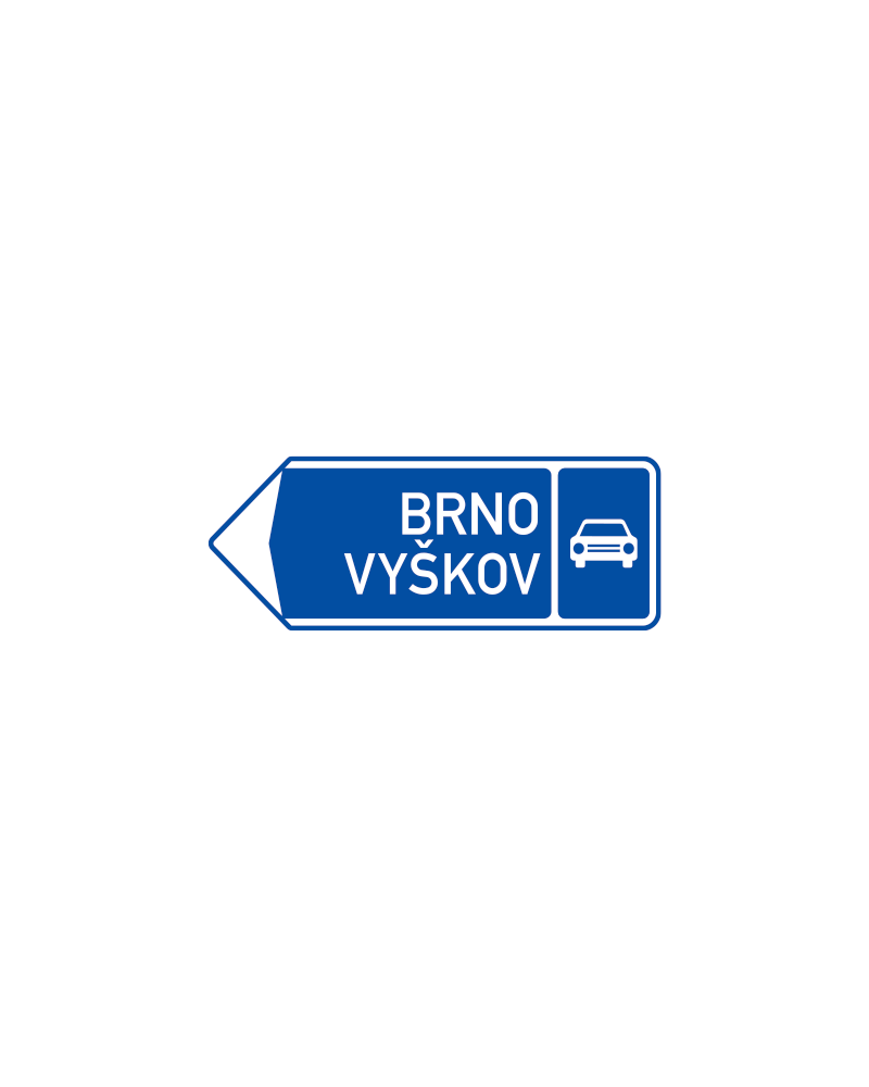 Dopravní značka IS2b  - Směrová tabule pro příjezd k silnici pro motorová vozidla (vlevo)