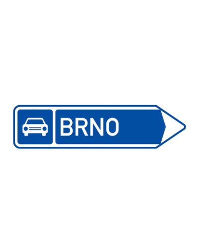Dopravní značka IS2c  - Směrová tabule pro příjezd k silnici pro motorová vozidla (vpravo)
