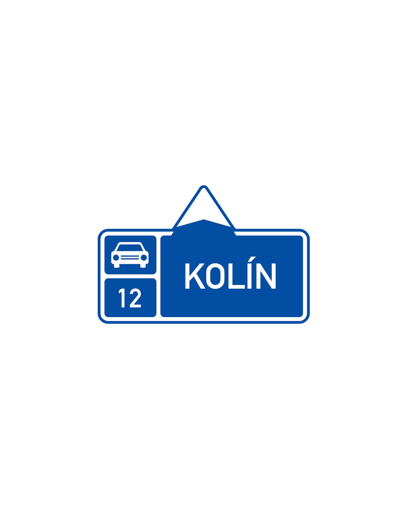 Dopravní značka IS2d  - Směrová tabule před nájezdem na silnici pro motorová vozidla (přímo)