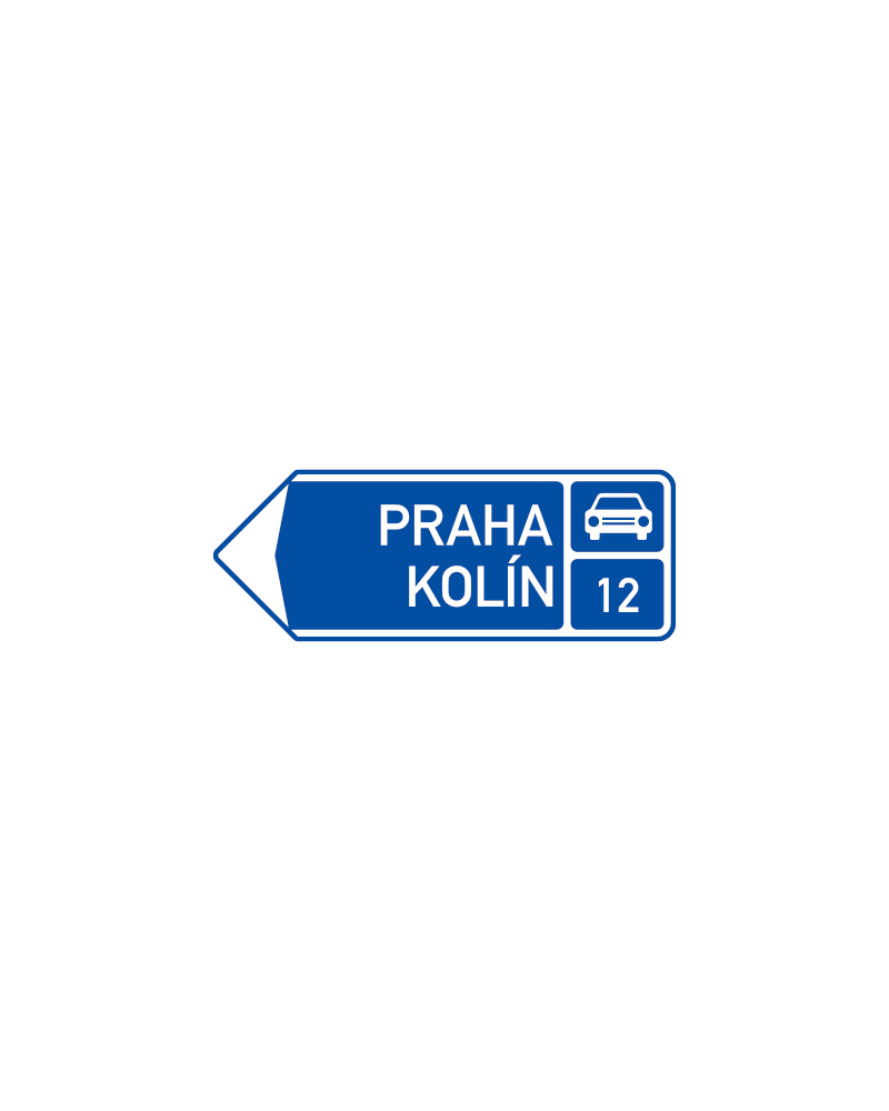 Dopravní značka IS2e  - Směrová tabule před nájezdem na silnici pro motorová vozidla (vlevo)