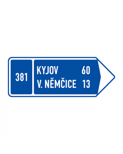 Dopravní značka IS3c - Směrová tabule s cílem (vpravo)