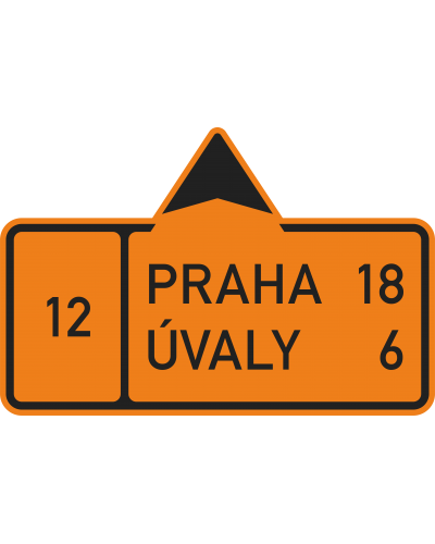 Dopravní značka IS11BA - Směrová tabule pro vyznačení objížďky (přímo, dva řádky)