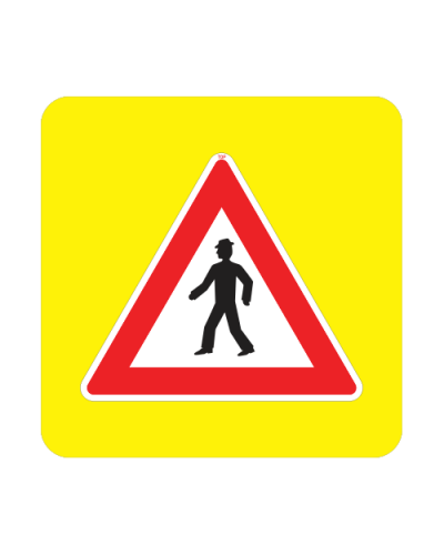 Zvýrazněná dopravní značka A12a - Chodci