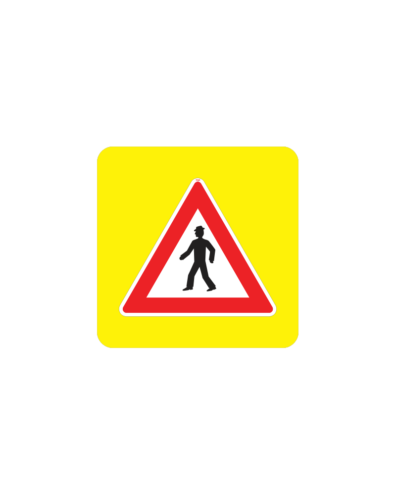 Zvýrazněná dopravní značka A12a - Chodci